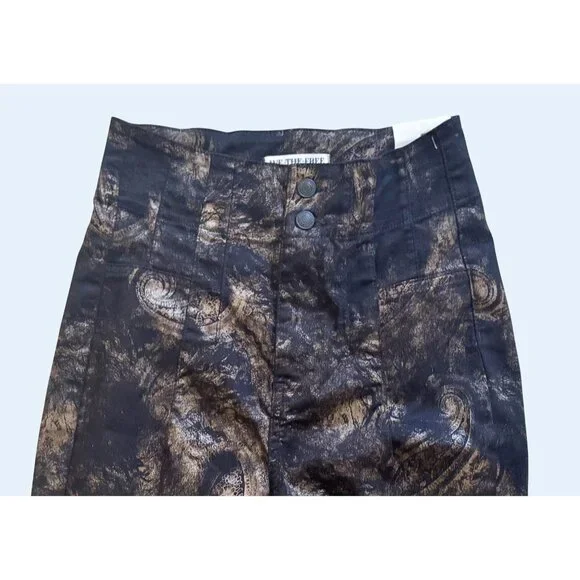 FREE PEOPLE / We The Free Jayde Hi Rise Flare Black Gold Size 28 NWOT - Picture 4 of 8